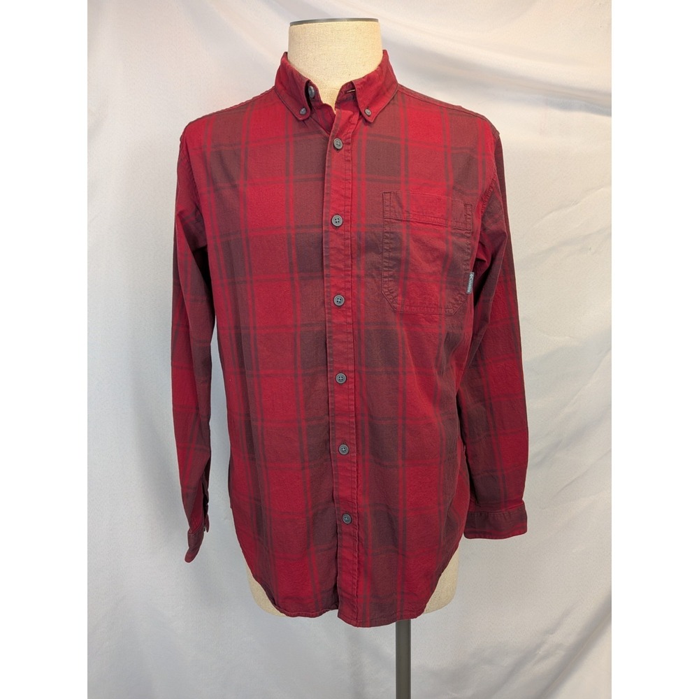 Columbia Men's Large Red Plaid Button Down Shirt Long Sleeve Gorpcore Outdoor